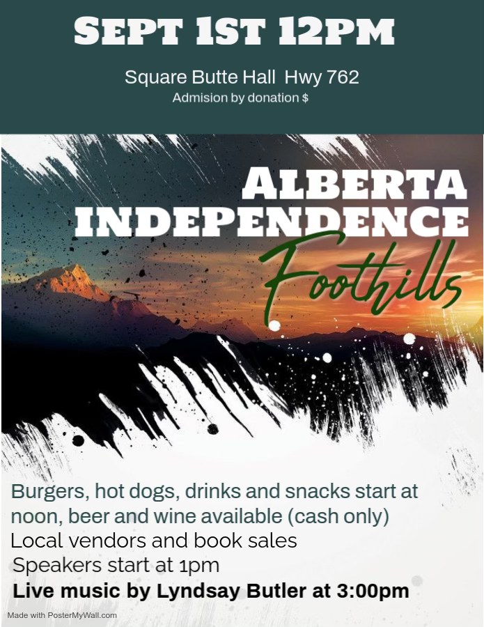 Event | September 1 | Alberta Independence Foothills | guest musician Lindsay Butler by the Alberta Independence - Foothills Chapter