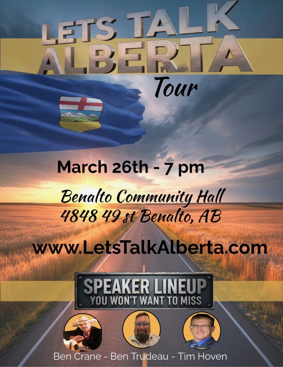 Townhall Event |  Thursday,  March  26 | Benalto  | Let's Talk Alberta Tour