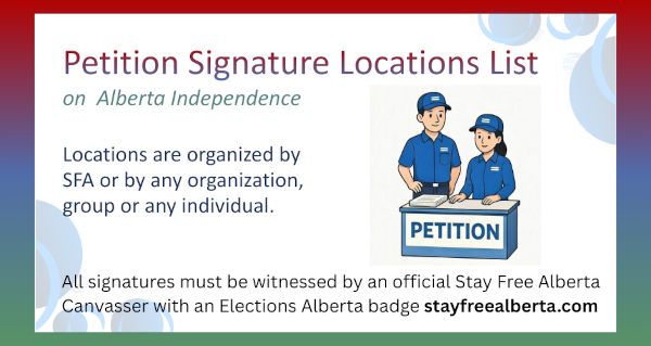 Petition Signature Locations List | An Alberta Nation Directory compilation