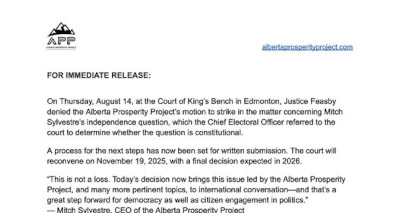 FOR IMMEDIATE RELEASE | Verdict on the APP Citizen's Initiative Petition Application by the Alberta Prosperity Project