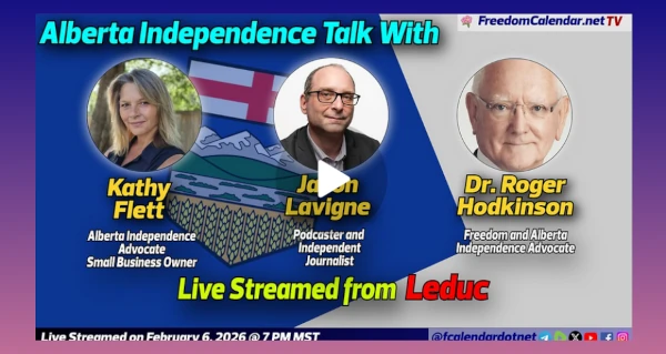 Video | FreedomCalendar.net TV #07F: Alberta Independence Talk with Jason, Roger and Kathy (LiveStream Hosted by The Lavigne Show Recorded by FreedomCalendar.net